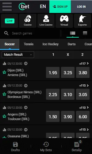 Cbet Mobile Screenshot