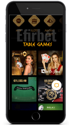 Table Games in Cleopatra ios casino app