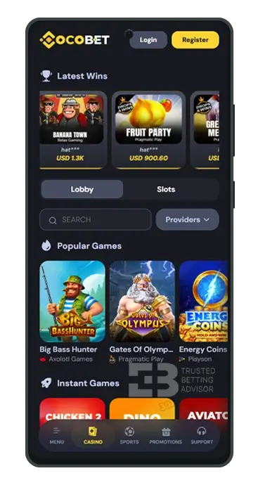 Cocobet Casino Mobile Version