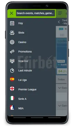 Codere mobile navigation