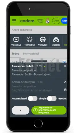 Codere mobile betslip