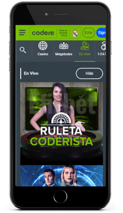 Codere live casino iOS app