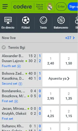 Codere mobile screenshot