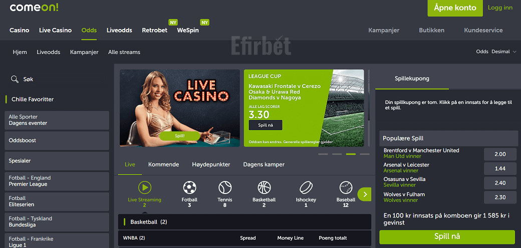ComeON! best betting sites Norway