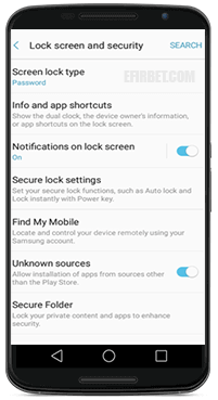 mobile settings of ComeOn!