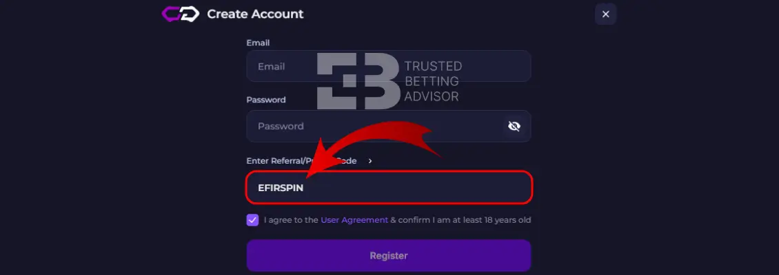 Crypto Games Promo Code Field