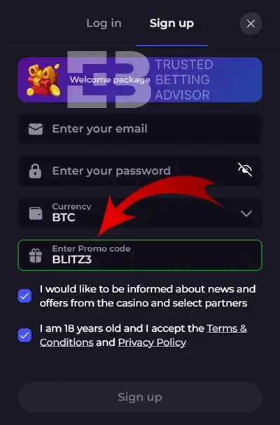 CryptoLeo Bonus Code Field