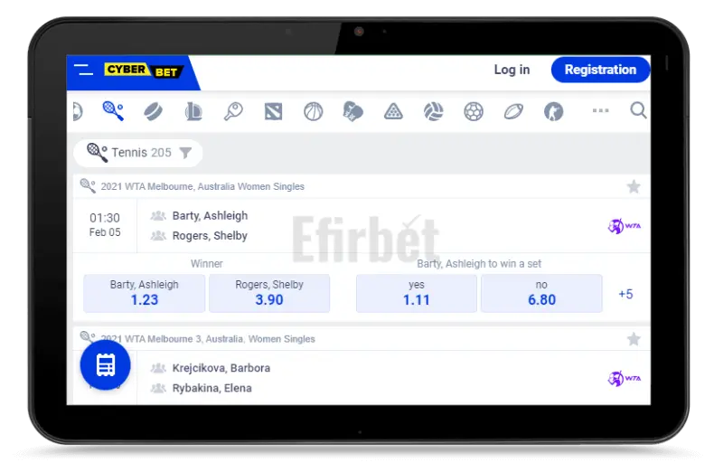 Cyber bet mobile site on tablet