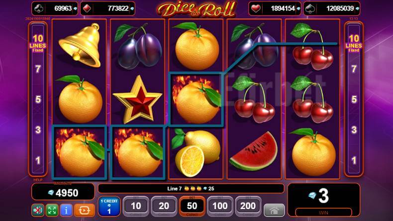 Dice and roll slot game