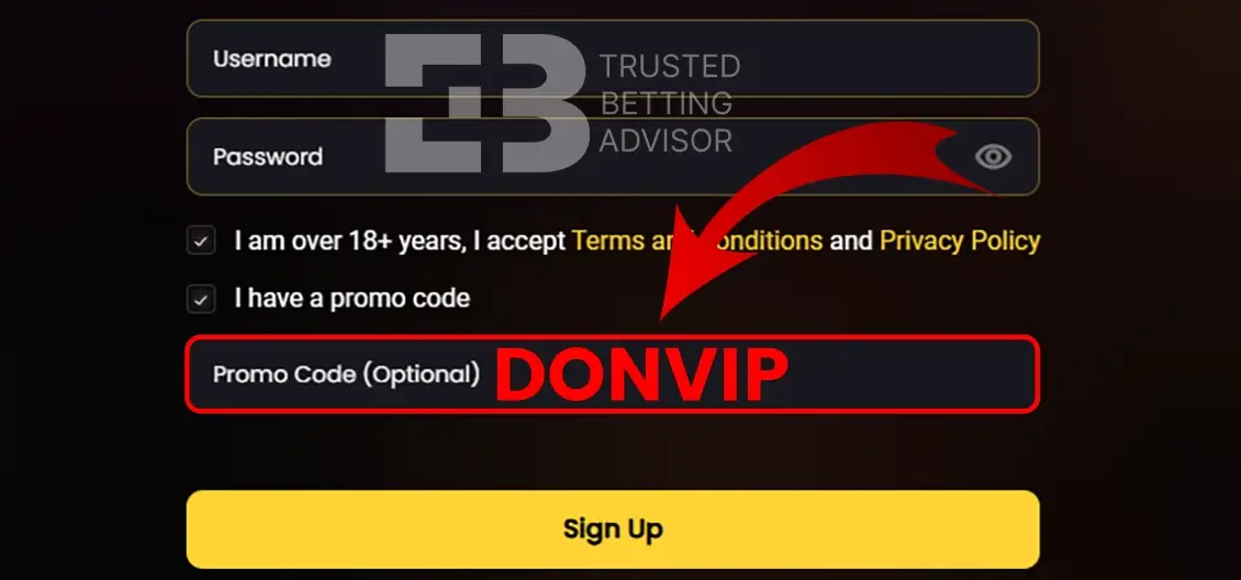 Donbet Promo Code Field