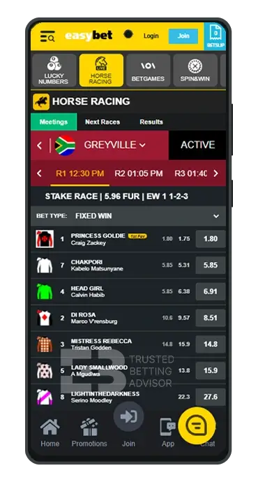 Easybet Android App Horse Racing