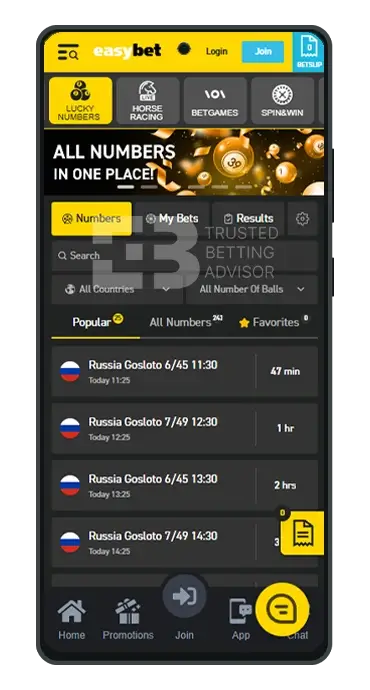 Easybet Android App Lucky Numbers