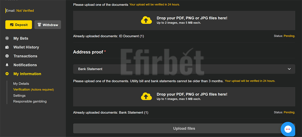 Easybet FICA Address Proof Document