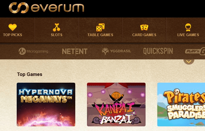 everum casino review front page image