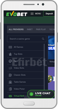 Evobet mobile casino for Android