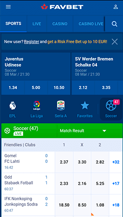 FAVBET mobile screenshot