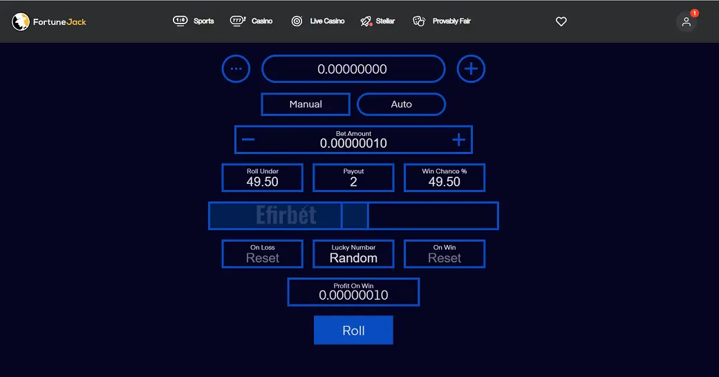 FortuneJack Dice strategy steps