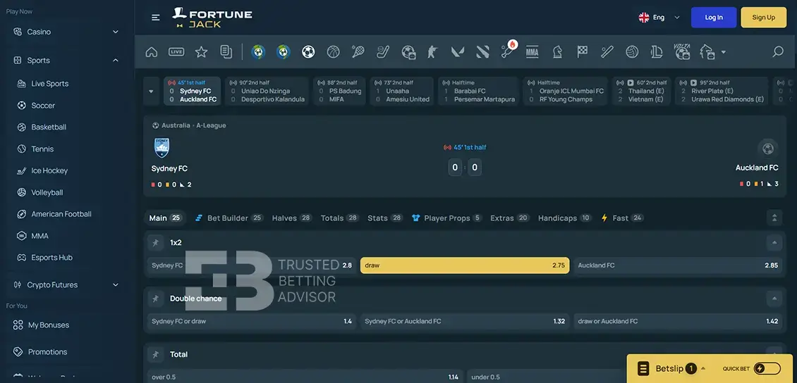 FortuneJack Live Betting