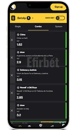 FortuneJack mobile betslip on iOS