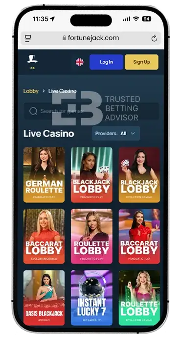 FortuneJack Mobile Live Casino iOS