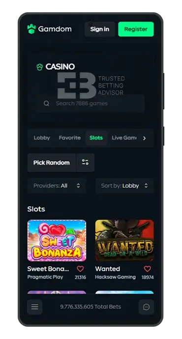 Gamdom Casino Mobile Version
