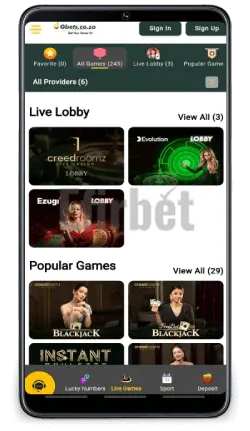 Gbets Mobile App Live Casino