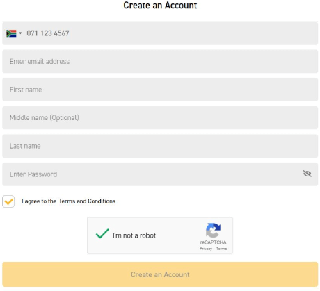 Gbets Register Form