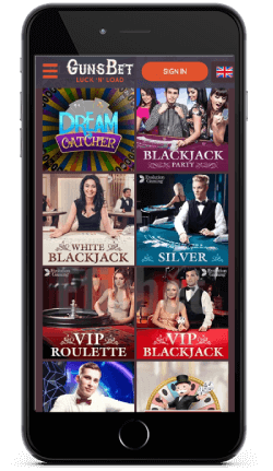 GunsBet Casino Live Games on iOS