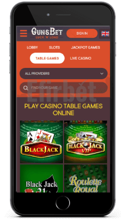 GunsBet Casino Table Games on iOS