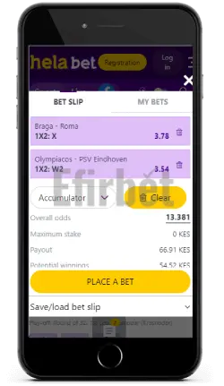 Helabet mobile betslip