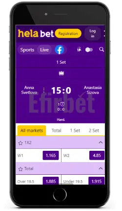 Helabet live betting on mobiles