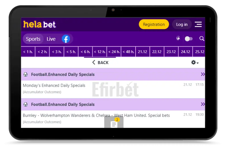 Helabet mobile site