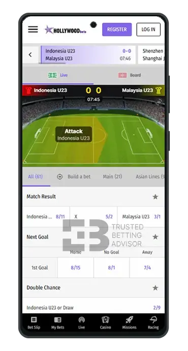 Hollywoodbets Mobile Live Betting Android App