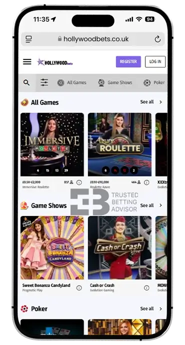 Hollywoodbets Mobile Live Casino iOS App