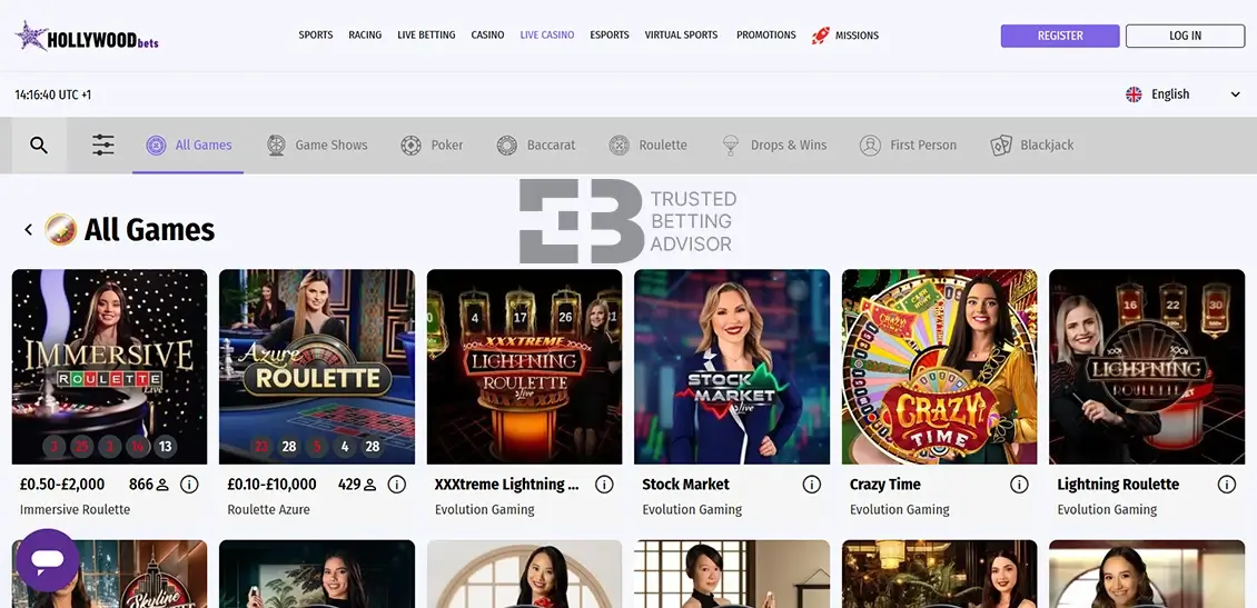 Hollywoodbets Live Casino