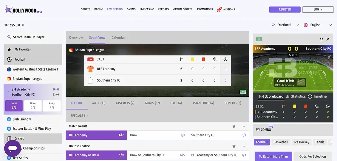 Hollywoodbets Live Sports Betting