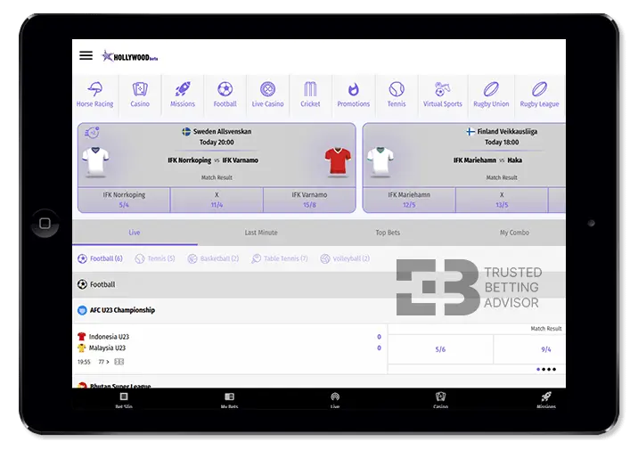 Hollywoodbets Mobile App Tablet
