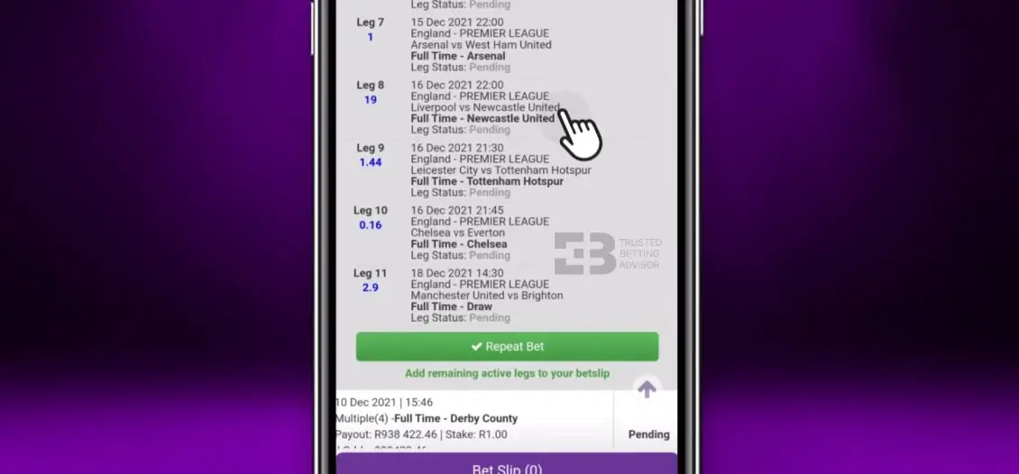 How to repeat a bet on Hollywoodbets?