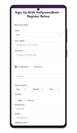 Hollywoodbets Mobile Sign Up
