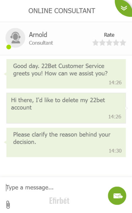 How to delete my 22Bet account