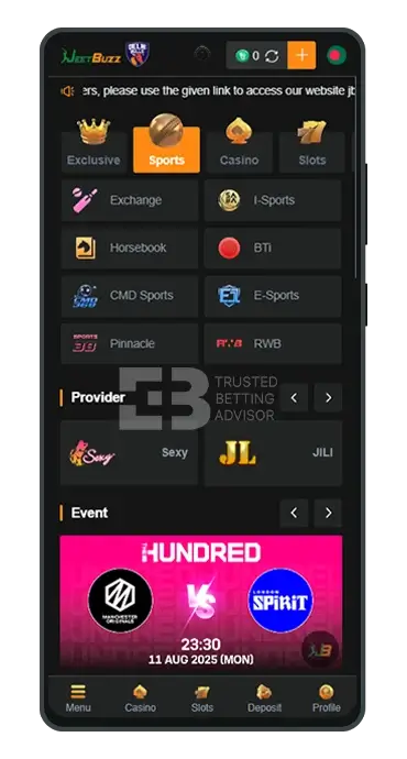 JeetBuzz App Android Homepage