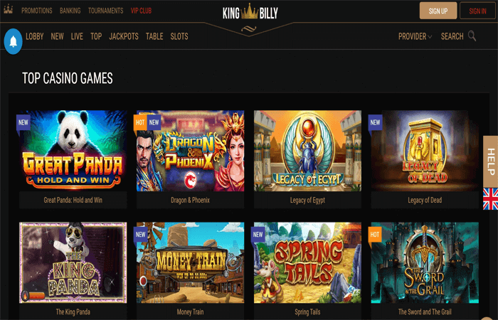 king billy casino screenshot