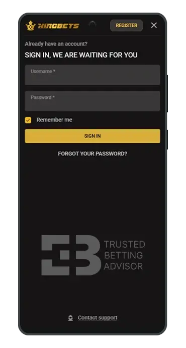Kingbets Login App Android