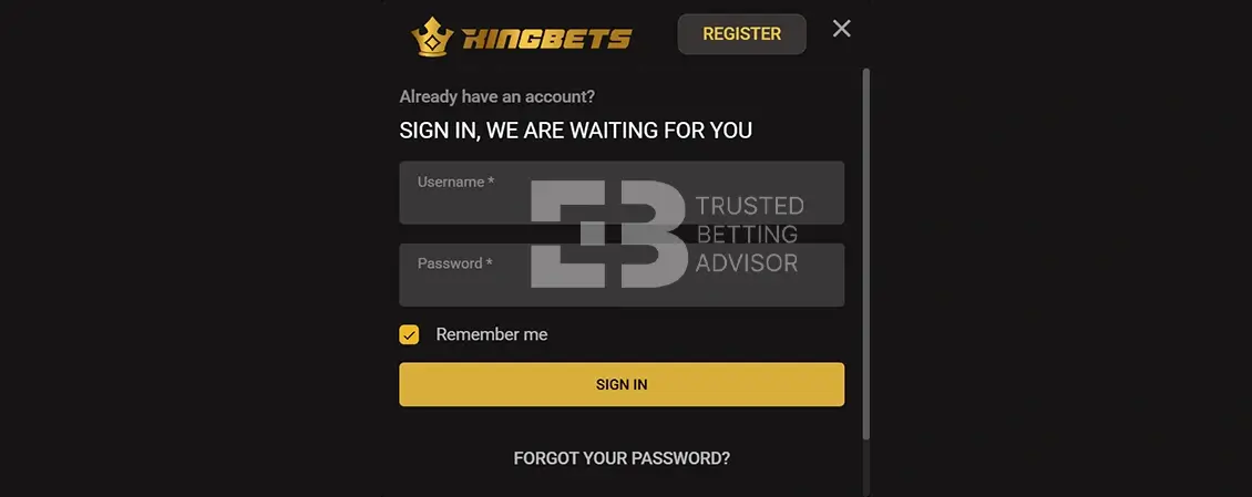 Kingbets Login Form