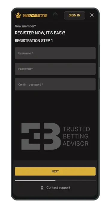 Kingbets Registration App Android