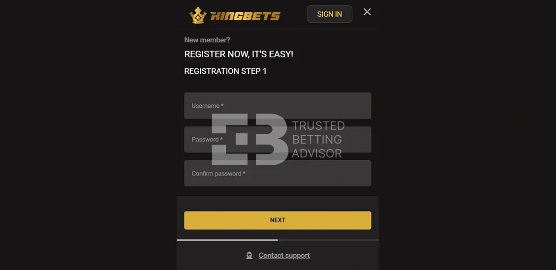 Kingbets Registration Form