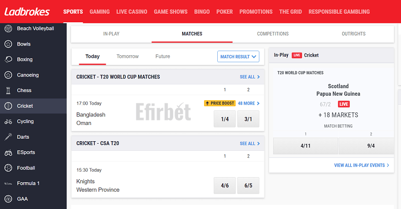 Ladbrokes cricket betting