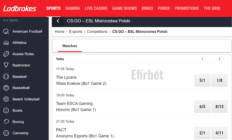 Ladbrokes CS GO betting