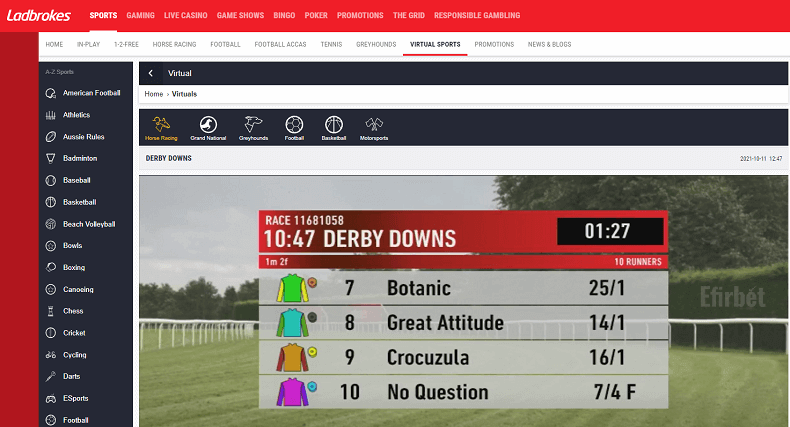 Ladbrokes virtual horse racings