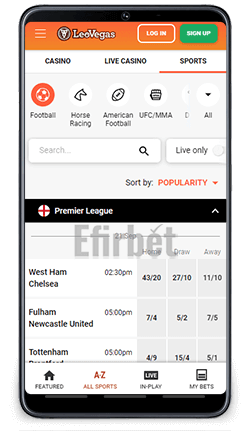 LeoVegas Android App Football Betting